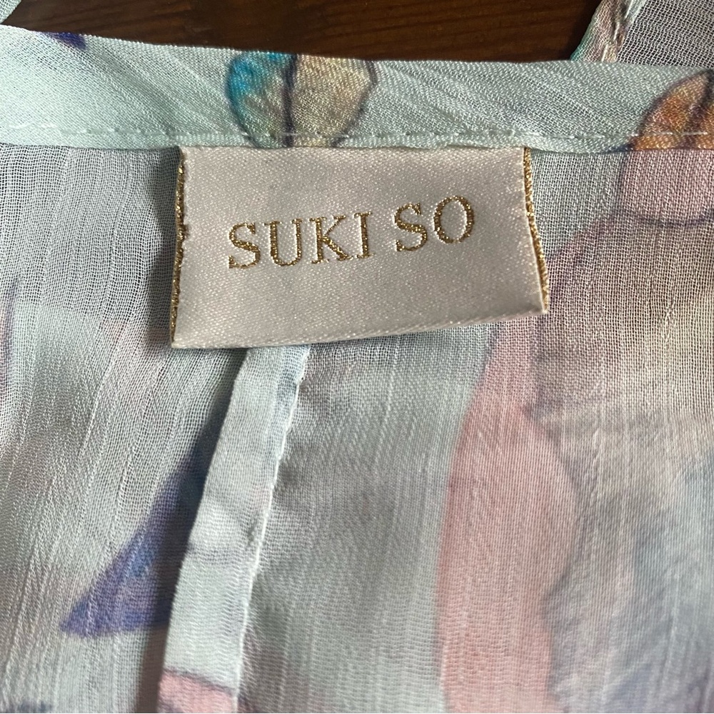 Sukiso Women’s Nomade Kimono In Botanica Long Duster Vacation Pool Resort MEDIUM - Picture 8 of 14